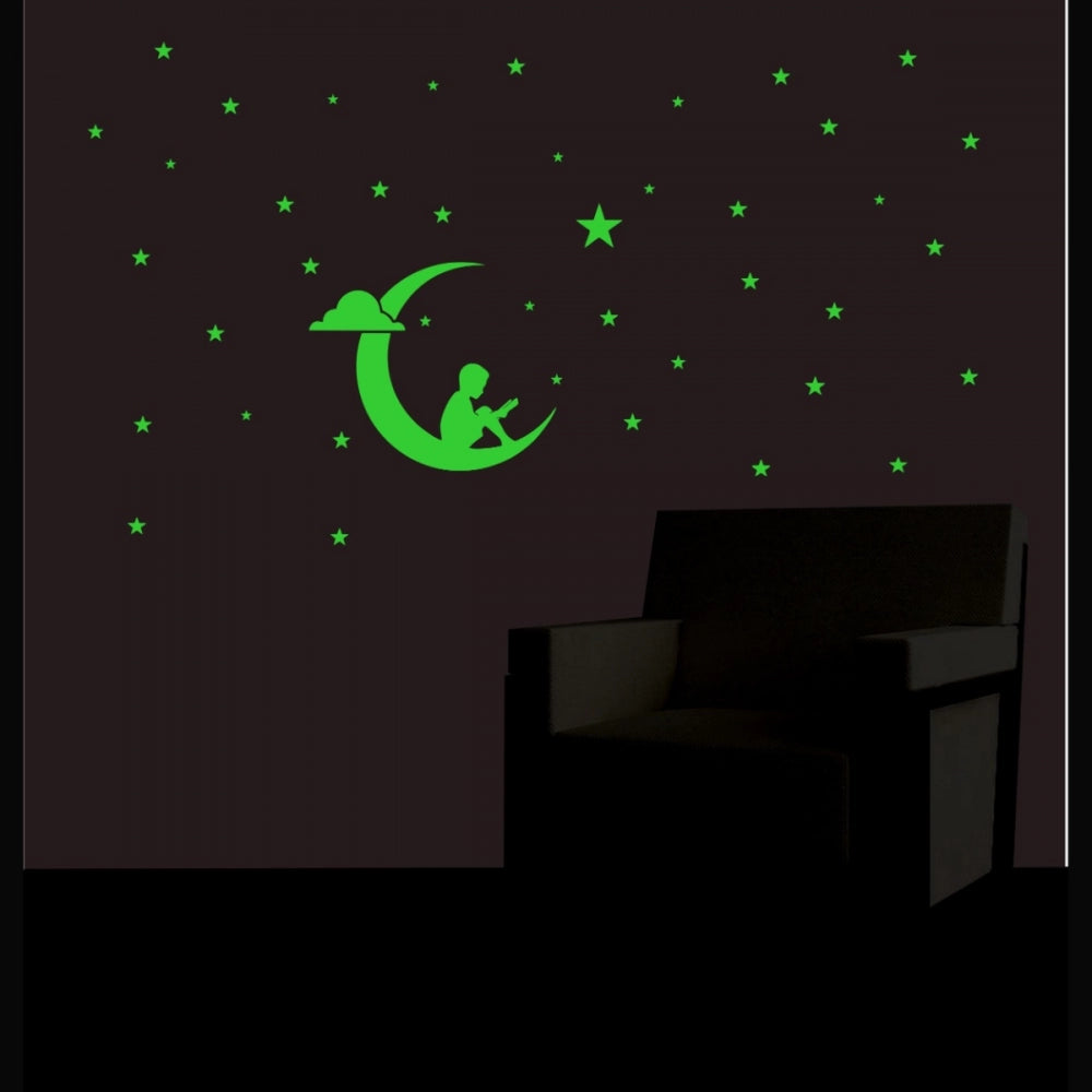 Generic Green Galaxy Of Stars With Moon Radium Wall Sticker