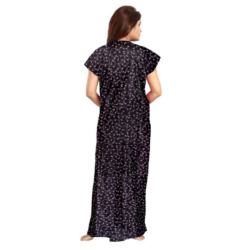 Generic Women's Cotton Printed Maxi Nighty (Greay)