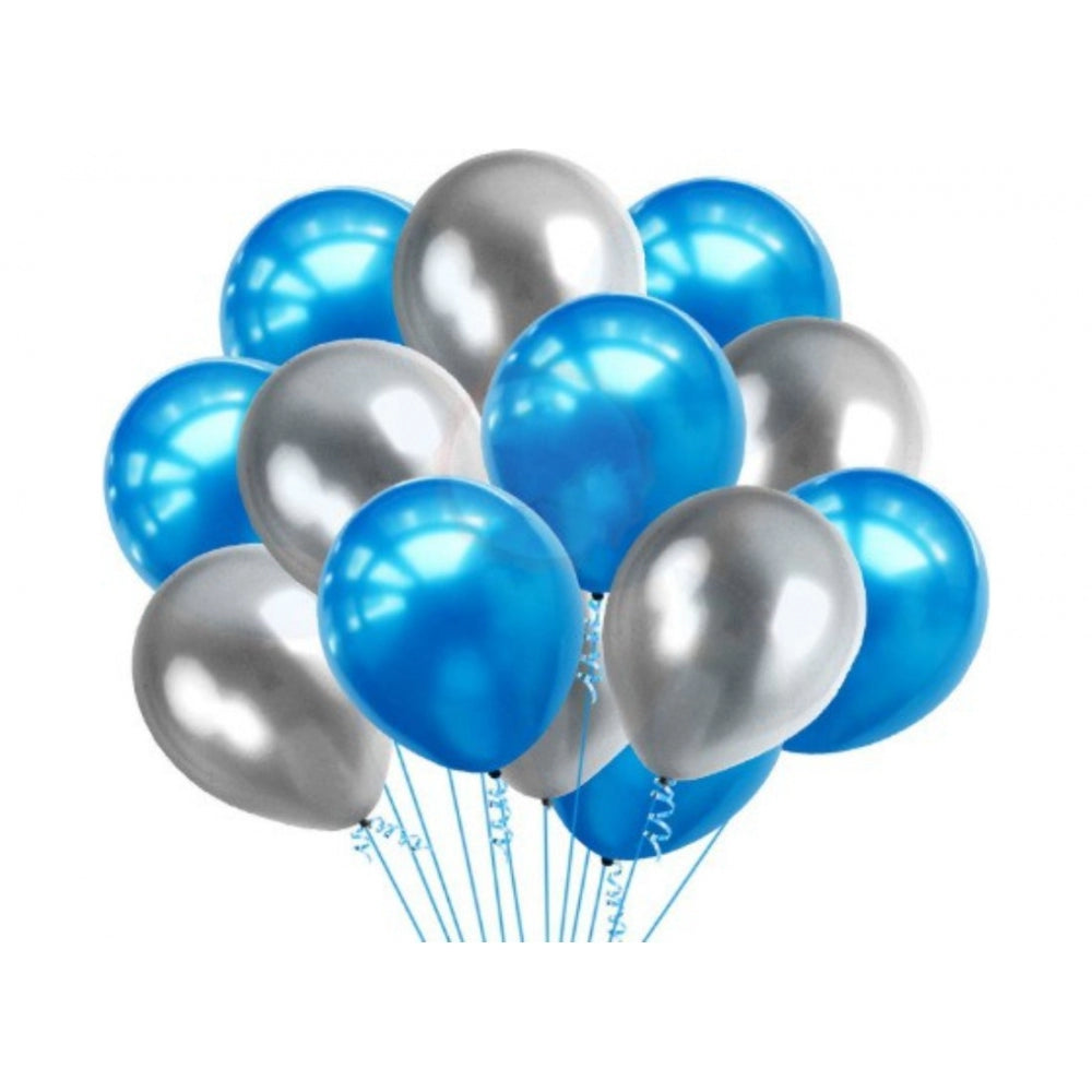 Generic 9Th Happy Birthday Decoration Combo With Foil And Star Balloons (Blue, Silver)