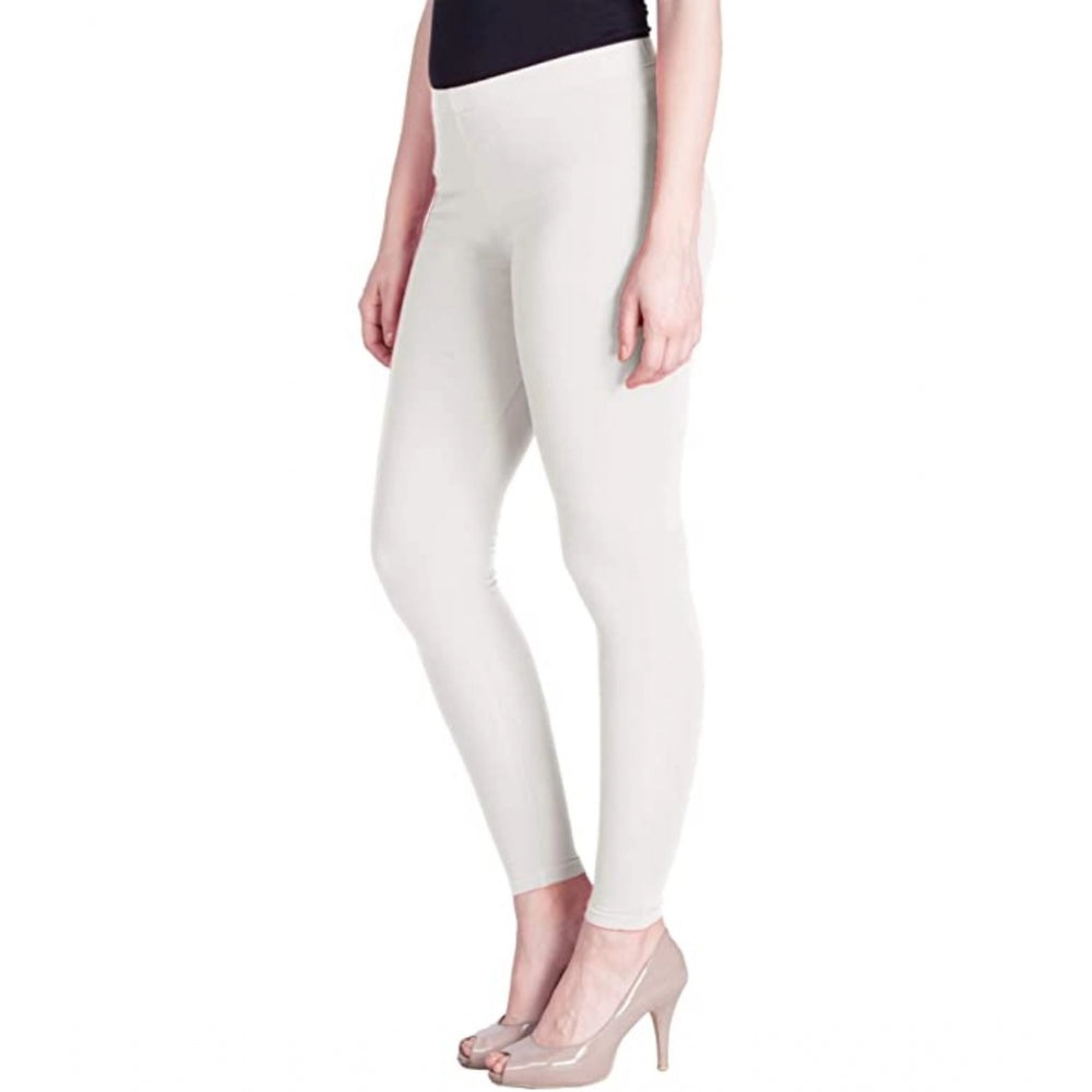 Generic Women's Cotton Stretchable Skin Fit Ankle Length Leggings (White)