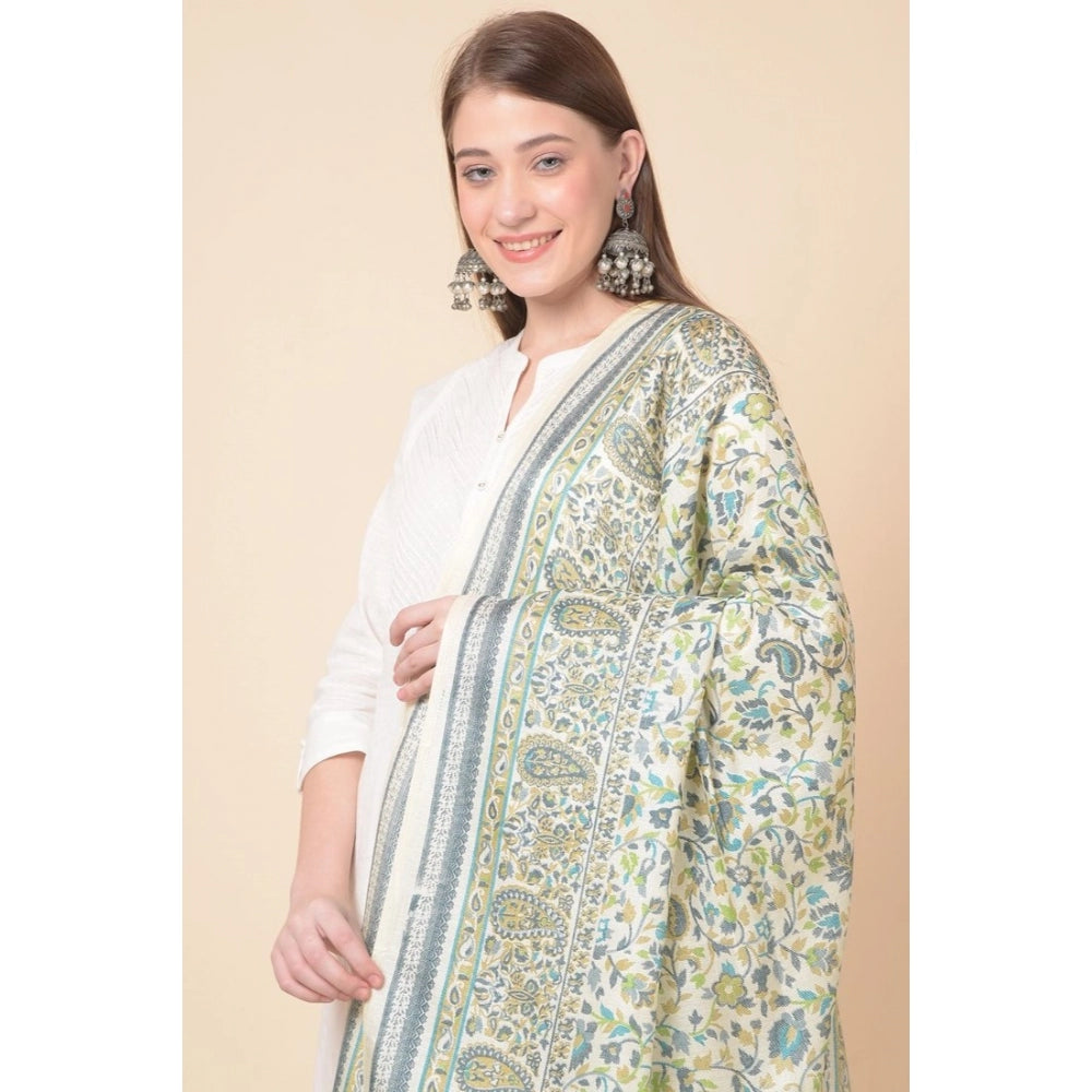 Generic Women's Art Silk Printed Dupatta (Off White, Length: 2.25 to 2.50 Mtr)