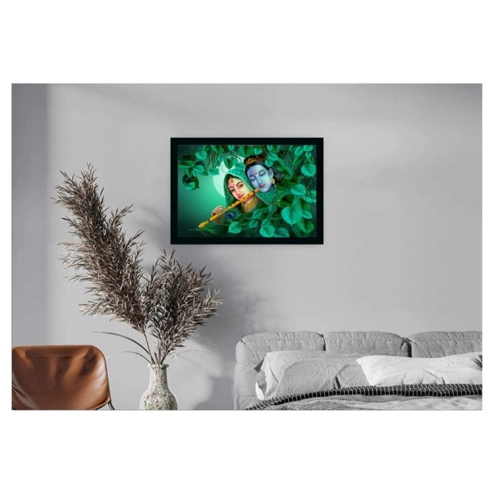 Generic Radha Krishna Painting Vinyl Sparkle Coated with Synthetic Photo Frame (Multicolor)
