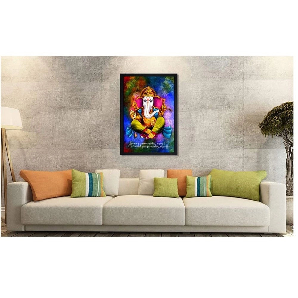 Generic Ganesh Photo with Synthetic Photo Frame (Multicolor)