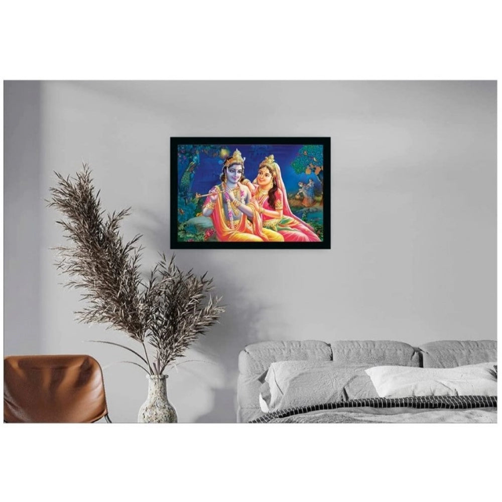 Generic Radha Krishna Painting with Synthetic Photo Frame (Multicolor)