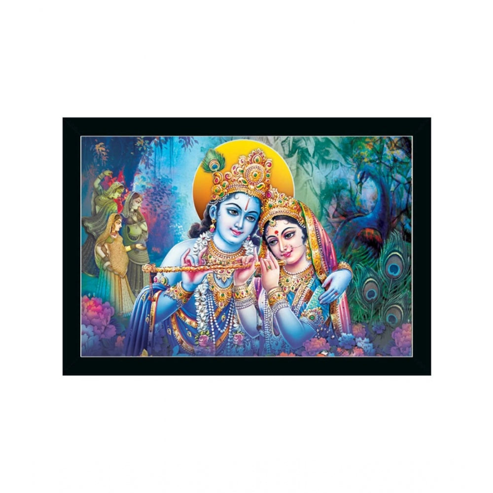 Generic Radha Krishna Painting with Synthetic Photo Frame (Multicolor)