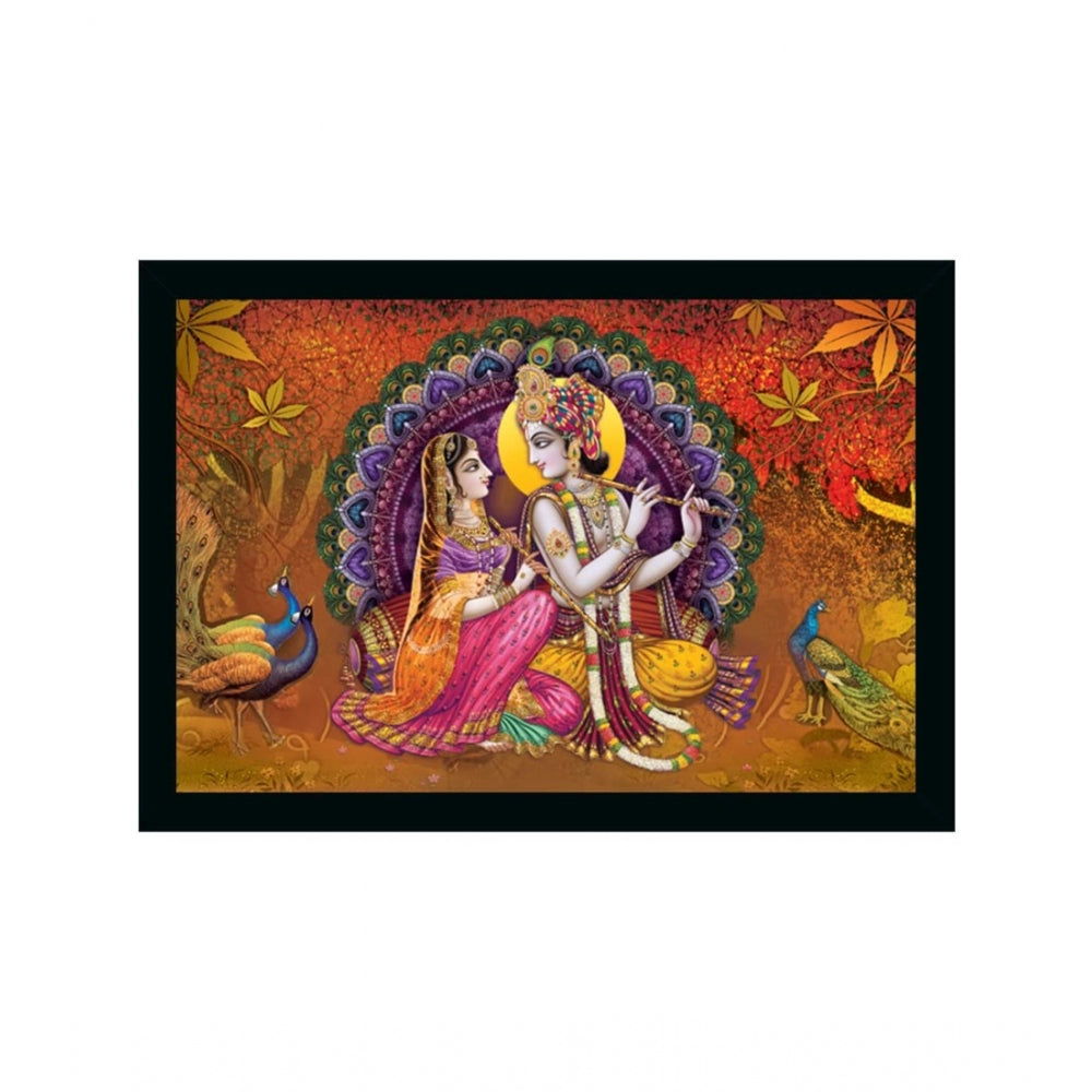 Generic Radha Krishna Painting with Synthetic Photo Frame (Multicolor)