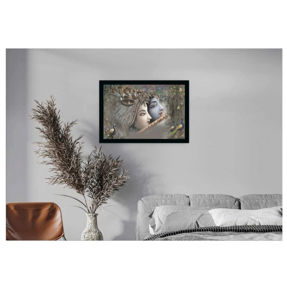 Generic Radha Krishna Painting with Synthetic Photo Frame (Multicolor)