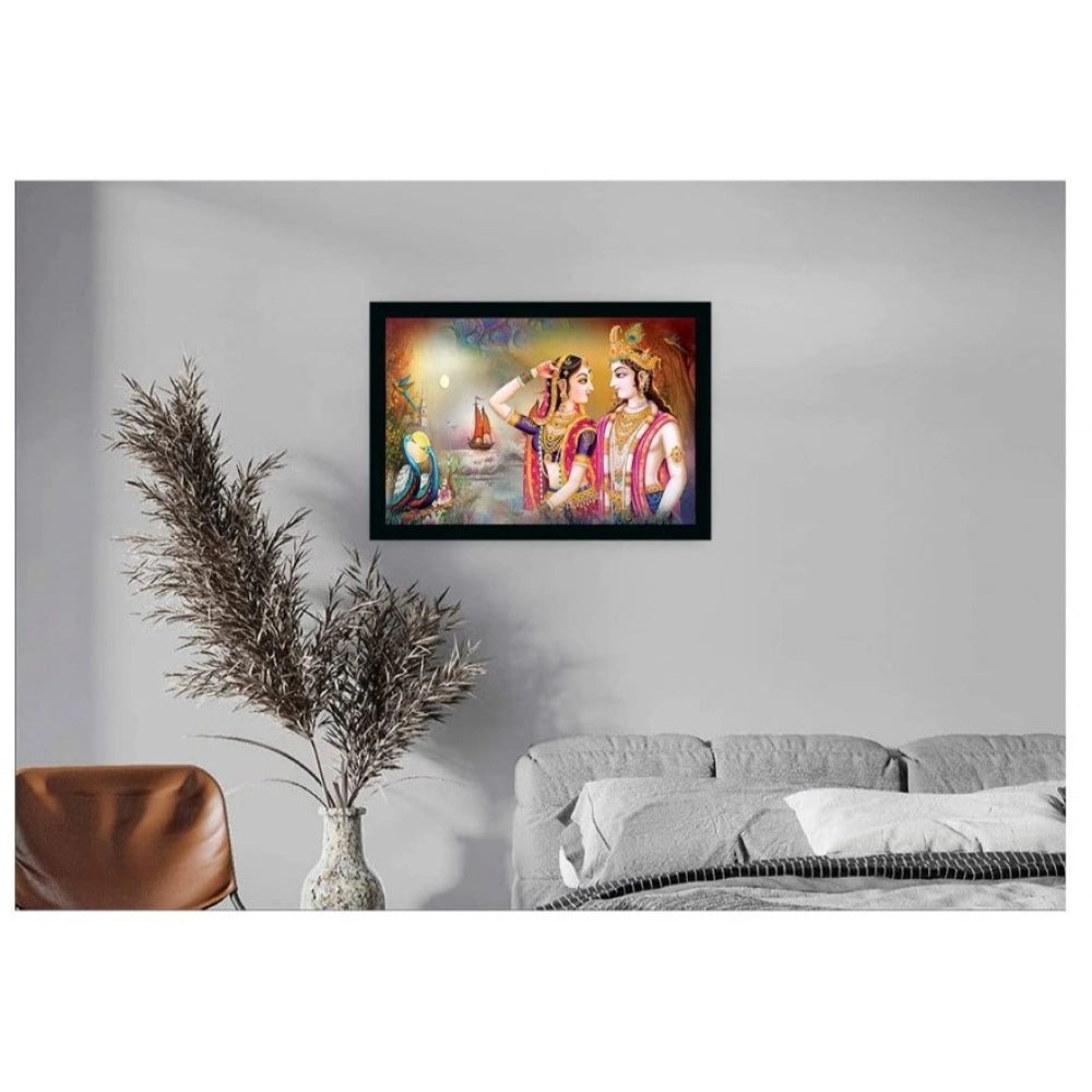 Generic Radha Krishna Painting with Synthetic Photo Frame (Multicolor)