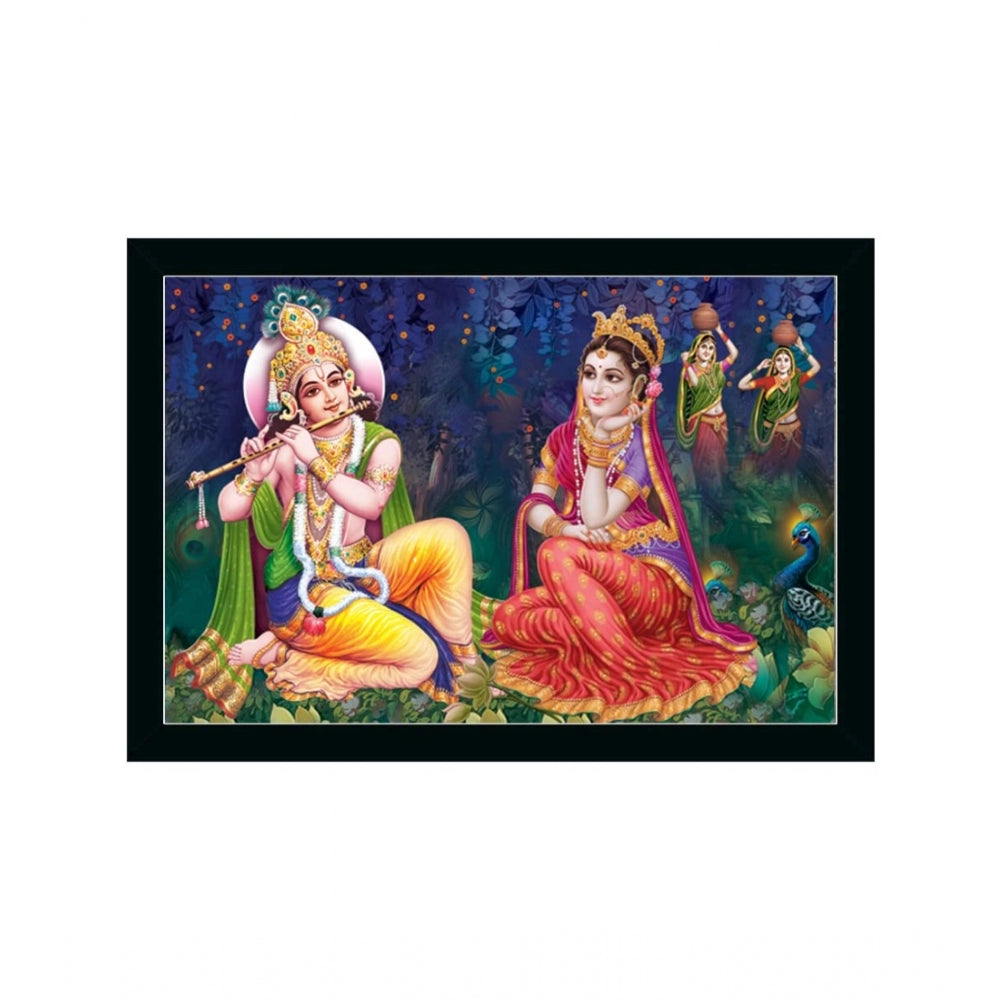 Generic Radha Krishna Painting with Synthetic Photo Frame (Multicolor)