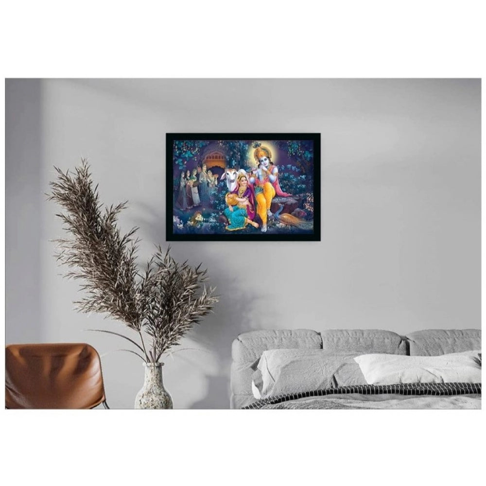 Generic Radha Krishna Painting with Synthetic Photo Frame (Multicolor)