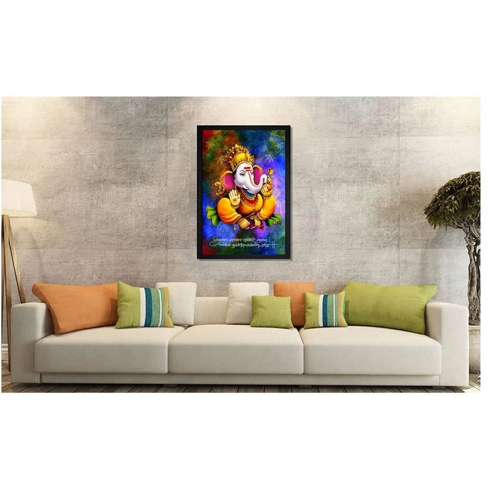 Generic Ganesh Photo with Synthetic Photo Frame (Multicolor)