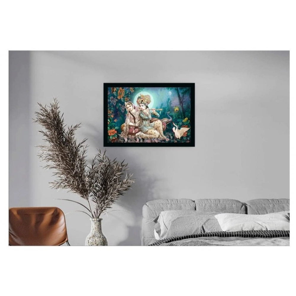 Generic Radha Krishna Painting with Synthetic Photo Frame (Multicolor)