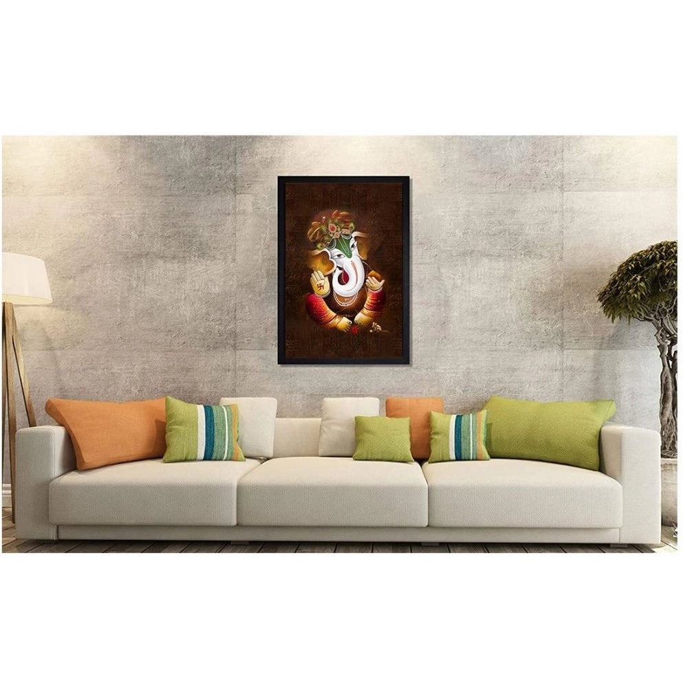 Generic Ganesh Photo with Synthetic Photo Frame (Multicolor)