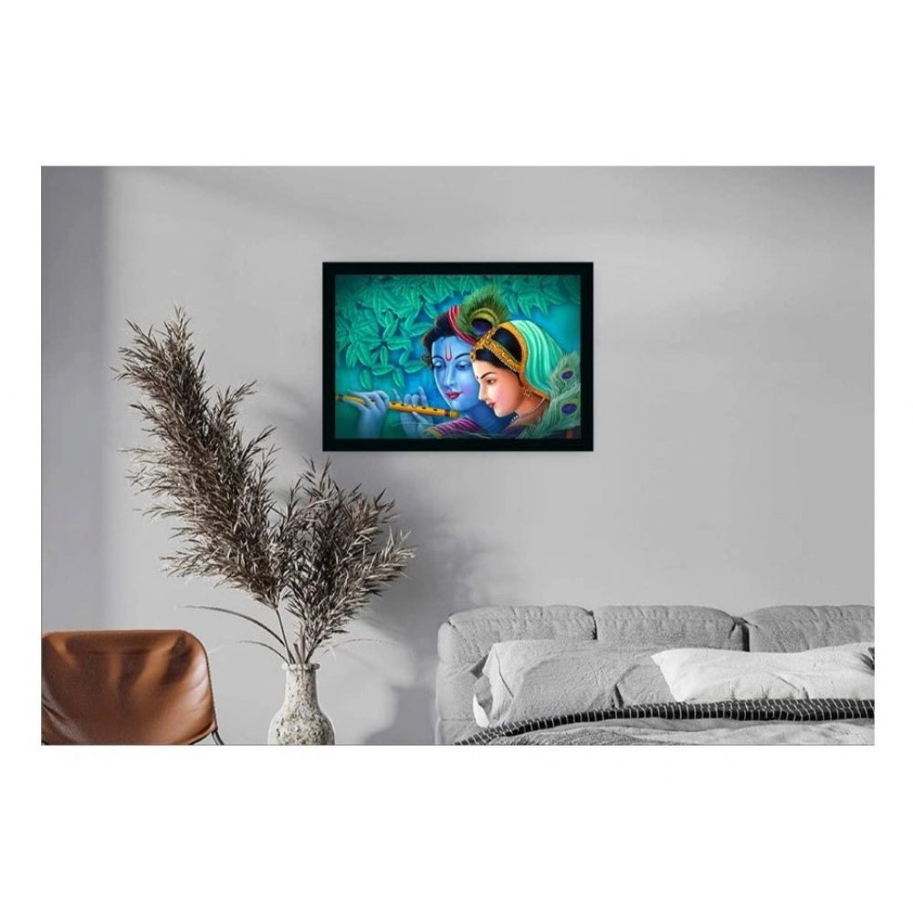 Generic Radha Krishna Painting Vinyl Sparkle Coated with Synthetic Photo Frame (Multicolor)