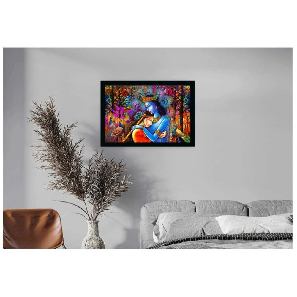 Generic Radha Krishna Painting with Synthetic Photo Frame (Multicolor)