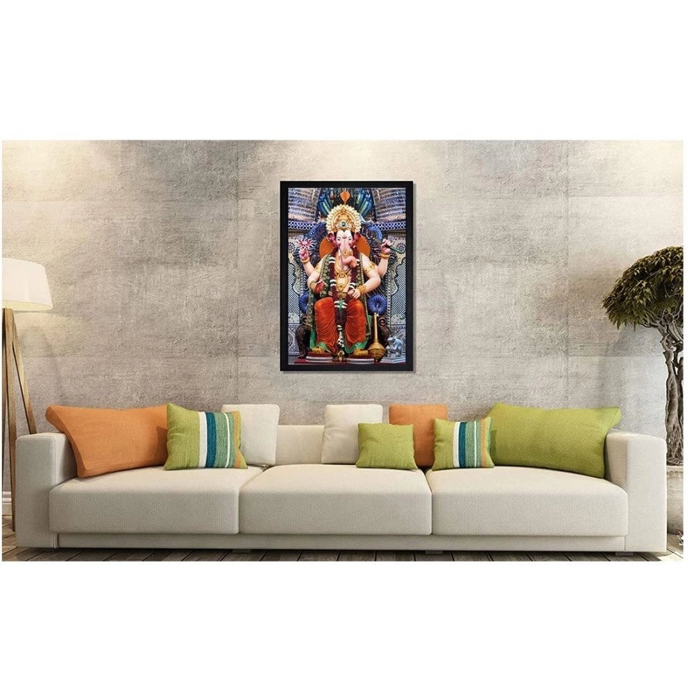 Generic Ganesh Photo with Synthetic Photo Frame (Multicolor)