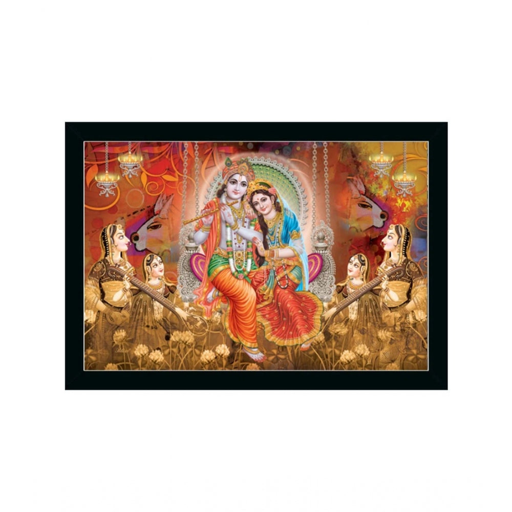 Generic Radha Krishna Painting with Synthetic Photo Frame (Multicolor)