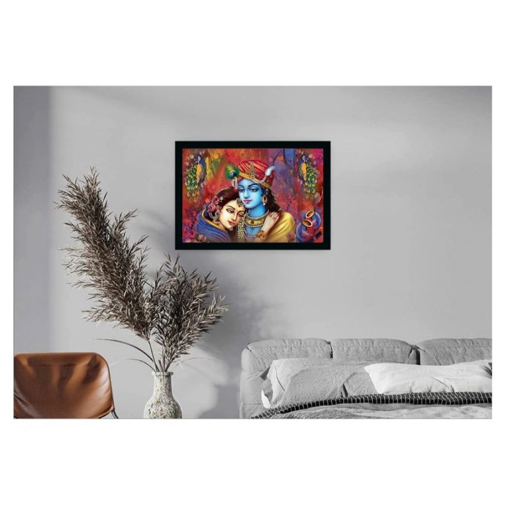 Generic Radha Krishna Painting with Synthetic Photo Frame (Multicolor)