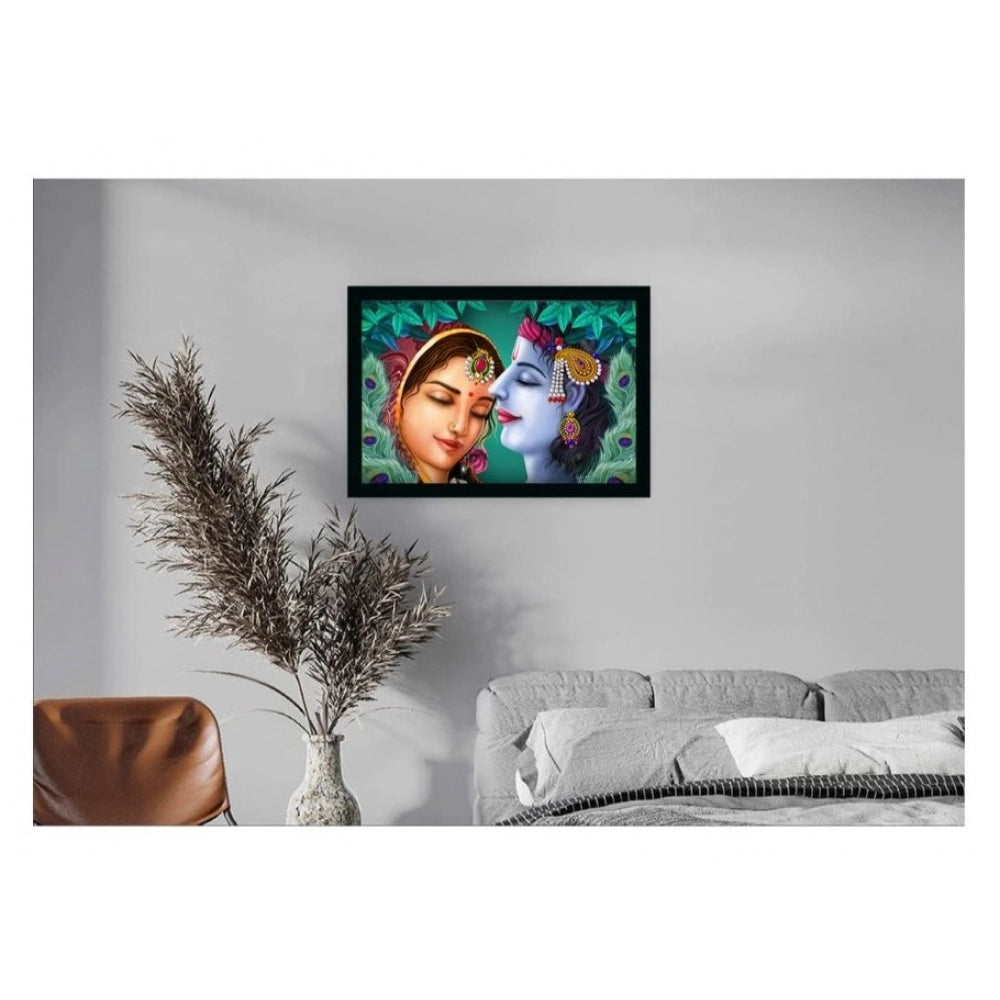 Generic Radha Krishna Painting Vinyl Sparkle Coated with Synthetic Photo Frame (Multicolor)