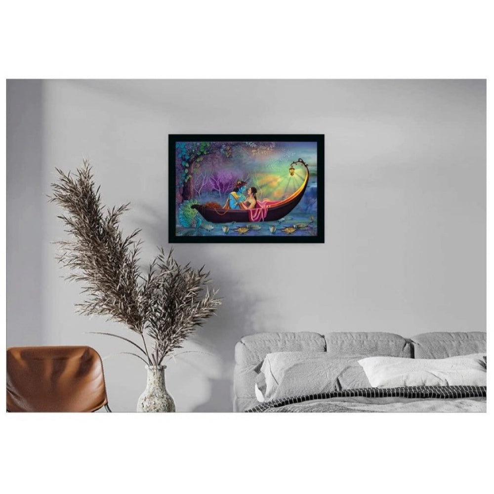 Generic Radha Krishna Painting with Synthetic Photo Frame (Multicolor)