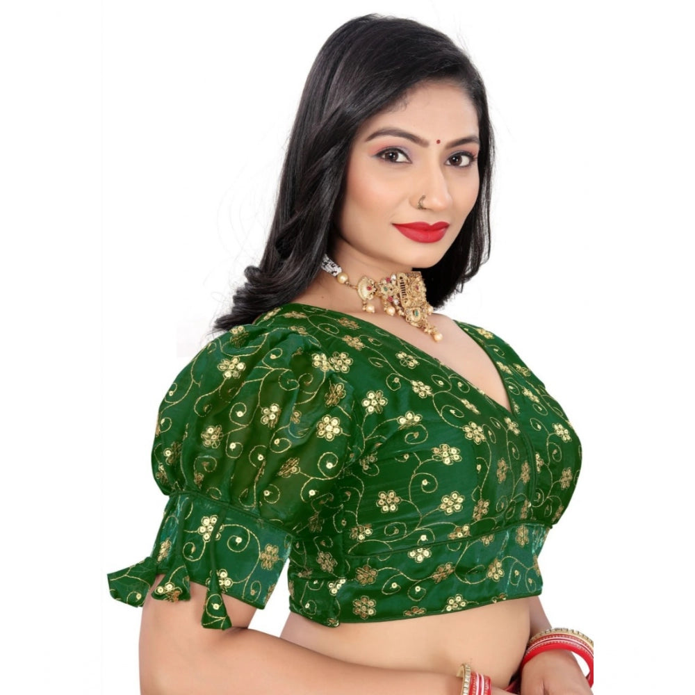 Generic Women's Jimmy Choo Embroidery Readymade Blouse (Green, Size: Free Size)
