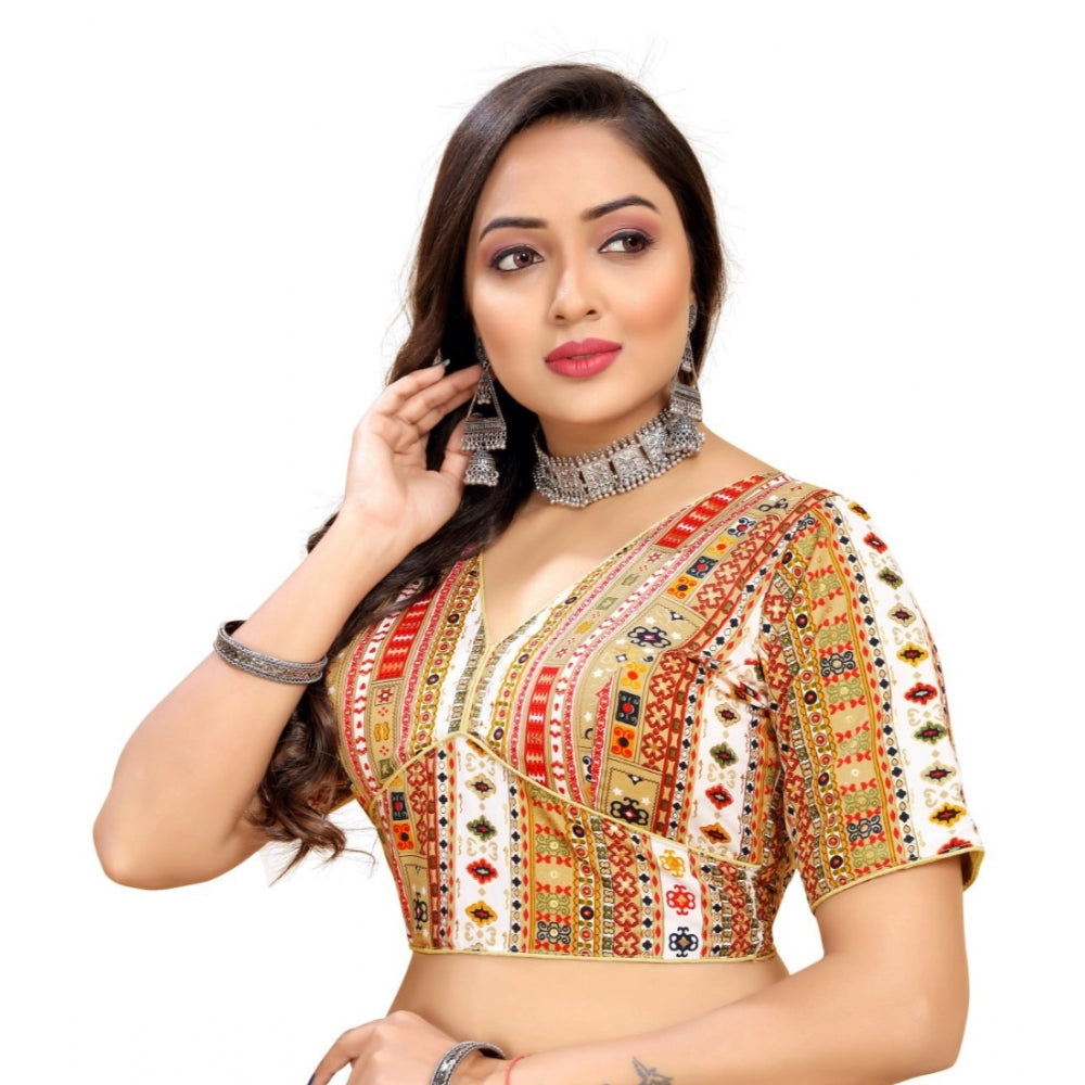 Generic Women's Cotton Blend Plain Readymade Blouse (White, Size: Free Size)