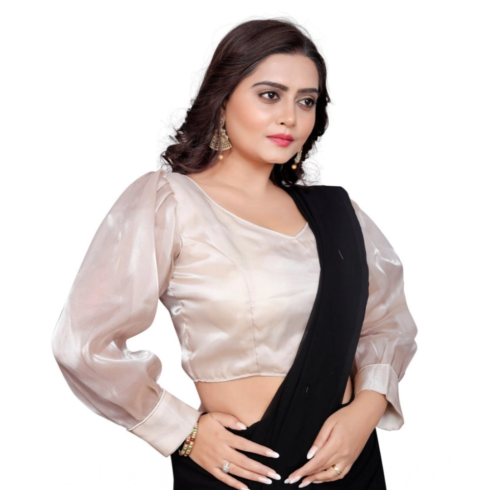 Generic Women's Organza Plain Readymade Blouse (Black, Size: Free Size)