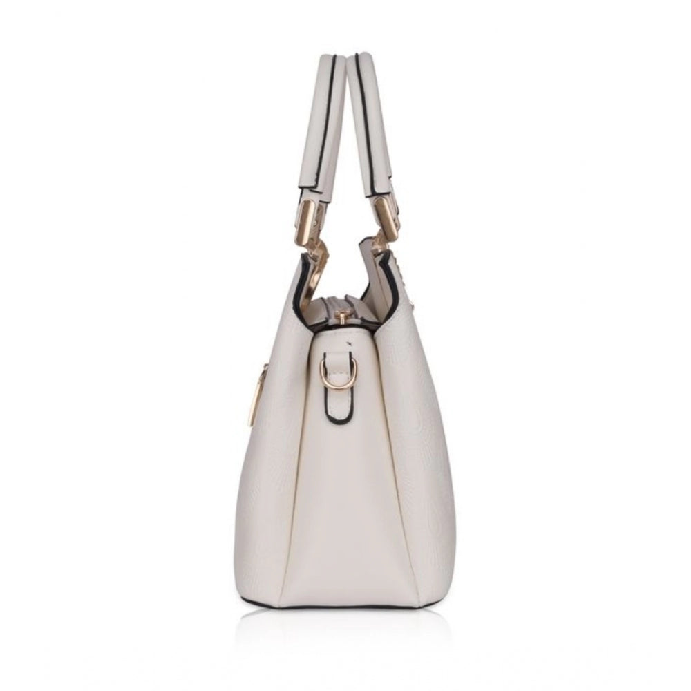 Generic Women's Faux Leather Printed Adjustable Long Belt Handbag (White)