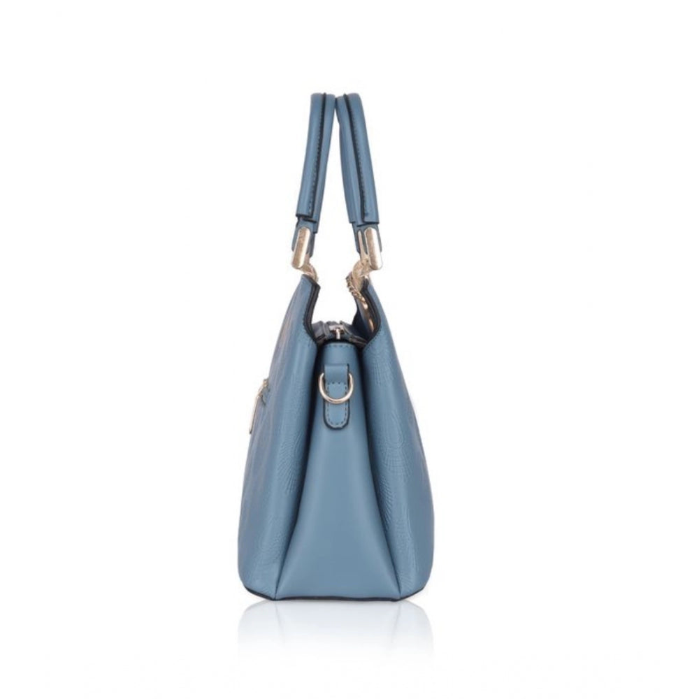Generic Women's Faux Leather Printed Adjustable Long Belt Handbag (Blue)