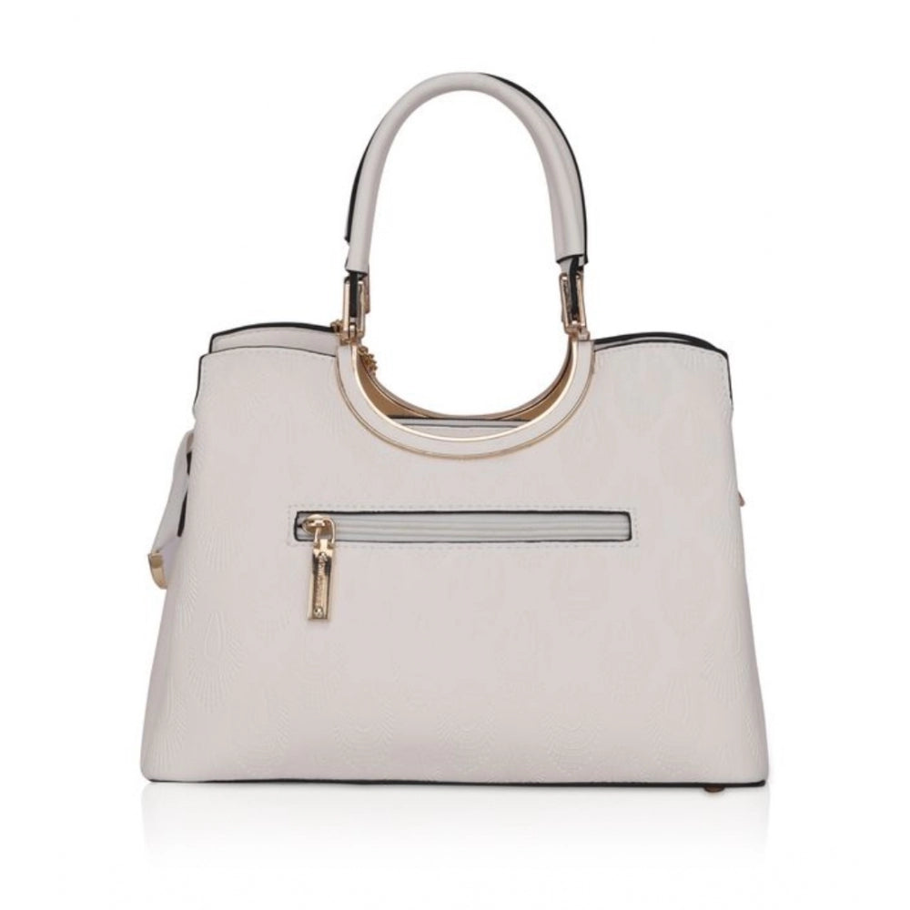 Generic Women's Faux Leather Printed Adjustable Long Belt Handbag (White)
