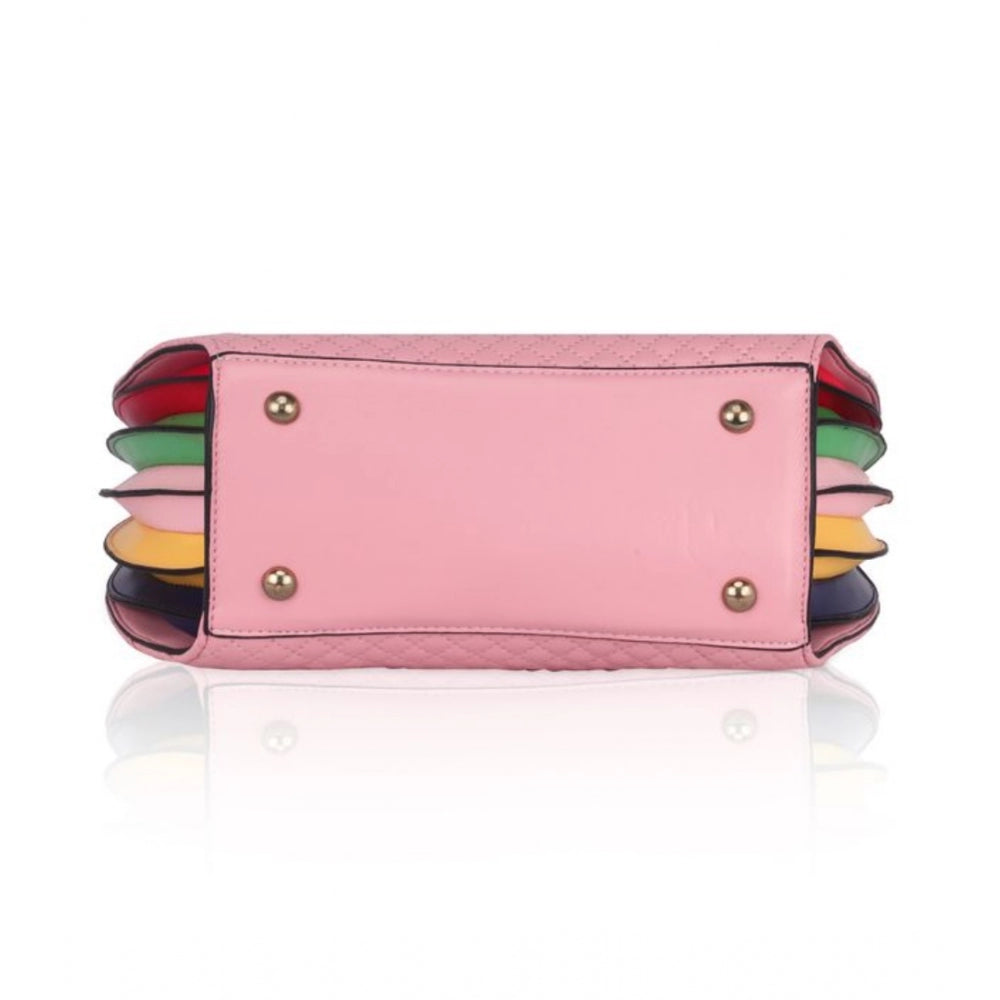 Generic Women's Faux Leather Printed Adjustable Long Belt Handbag (Pink)
