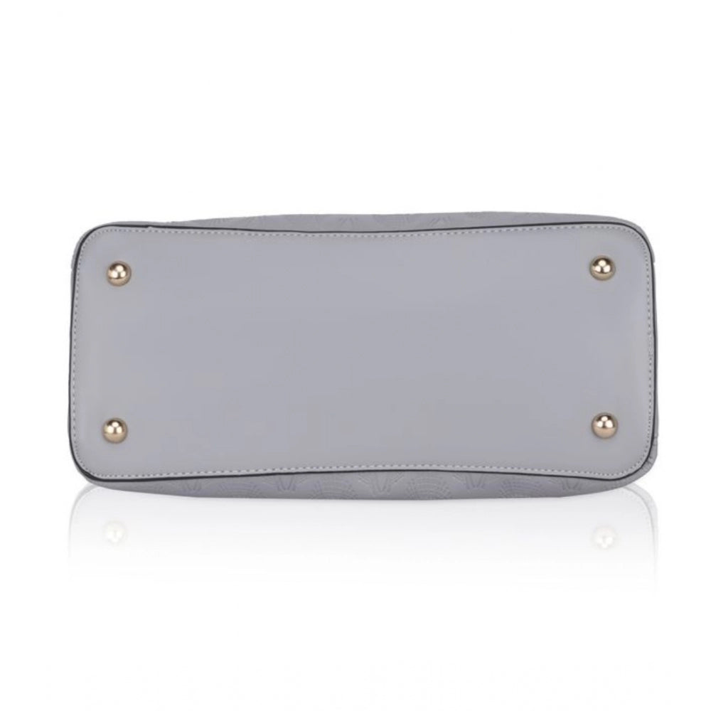Generic Women's Faux Leather Printed Adjustable Long Belt Handbag (Grey)
