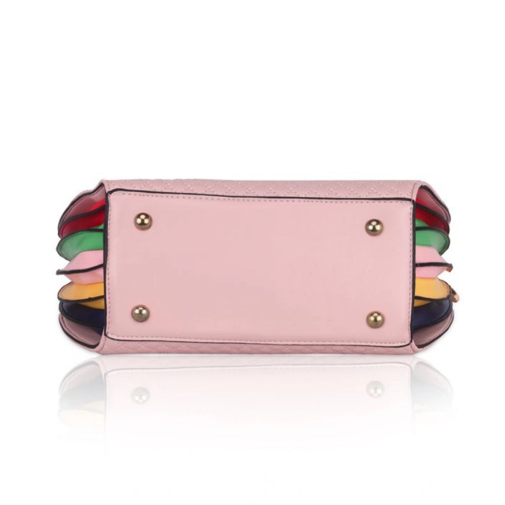 Generic Women's Faux Leather Printed Adjustable Long Belt Handbag (Pink)
