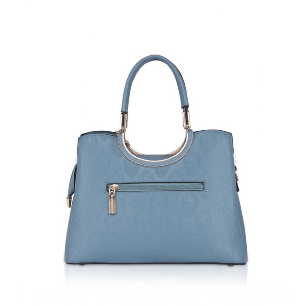 Generic Women's Faux Leather Printed Adjustable Long Belt Handbag (Blue)