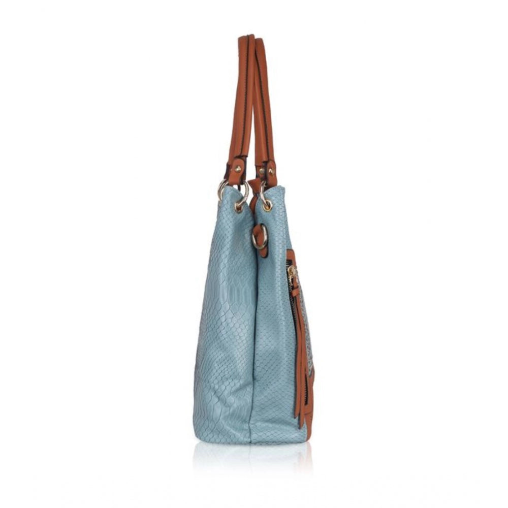 Generic Women's Faux Leather Textured Tote Bag (Grey)
