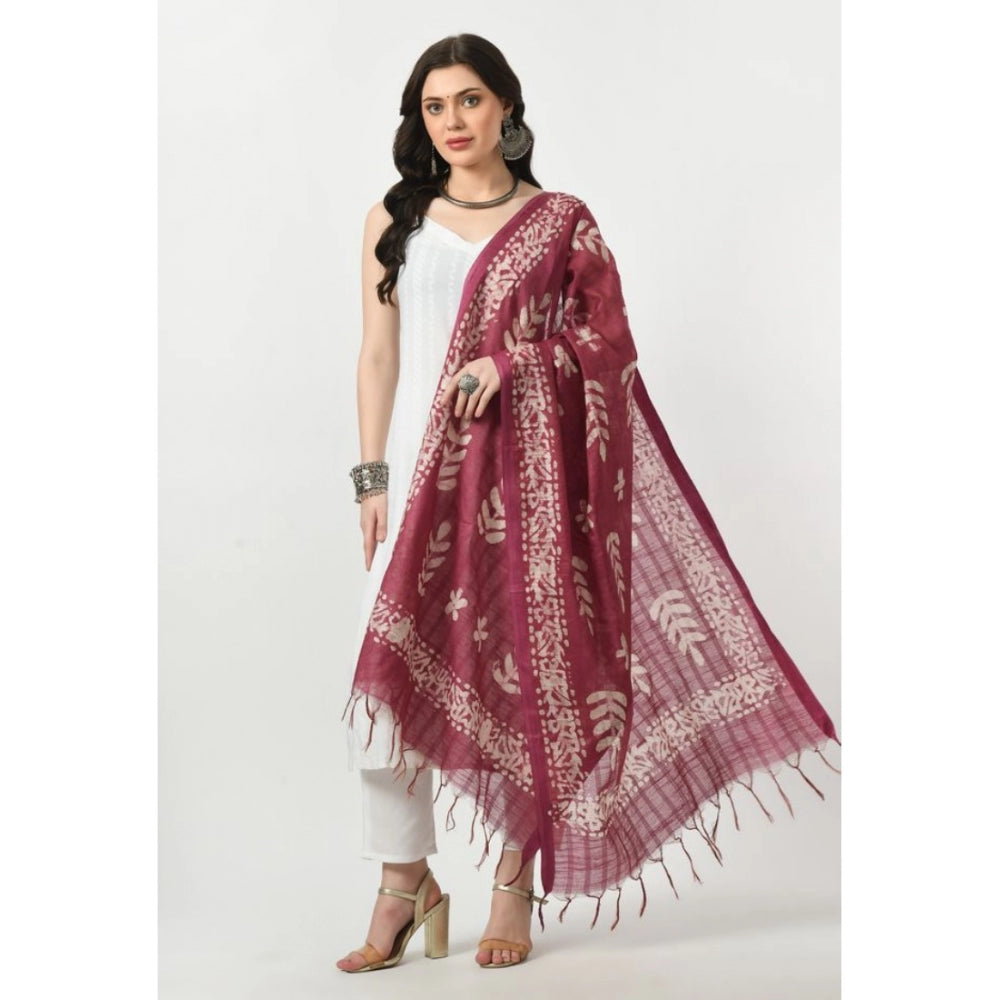 Generic Women's Cotton Printed Dupatta (Levender, Length: Free Size)