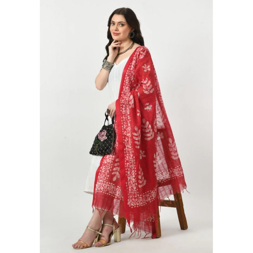 Generic Women's Cotton Printed Dupatta (Rani, Length: Free Size)