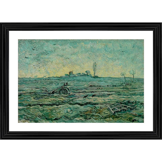 Generic Snow Covered Field with a Harrow 1890 Painting With Wood Photo Frame (Multicolor)