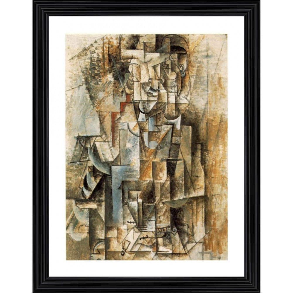 Generic Man with a Violin 1912 Painting With Wood Photo Frame (Multicolor)