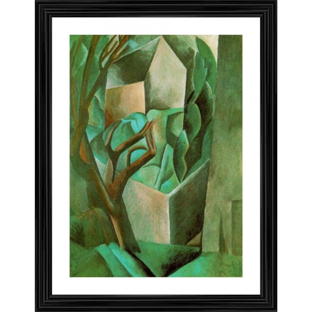 Generic Small House in the Garden 1908 Painting With Wood Photo Frame (Multicolor)