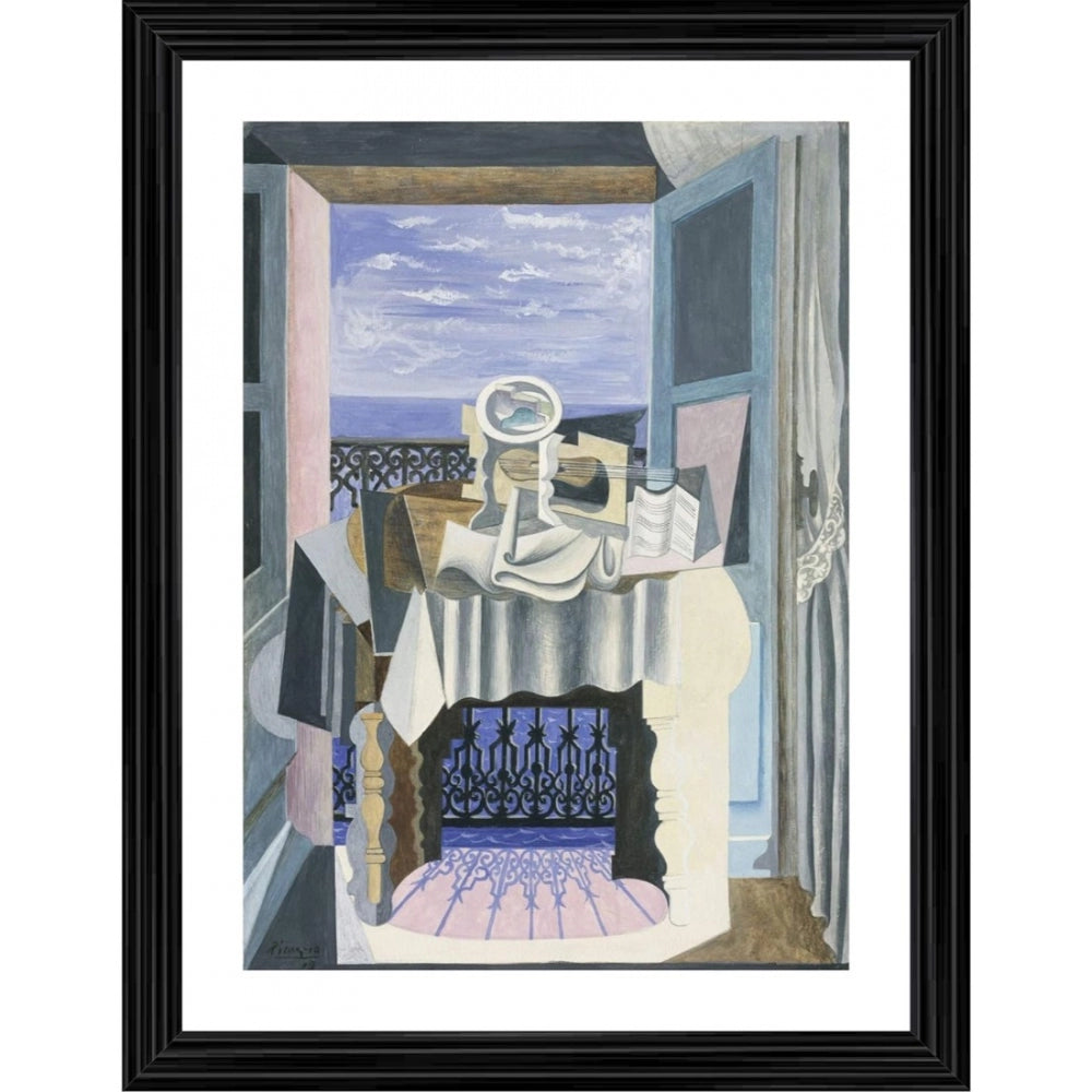 Generic life in front of a window at Saint Raphael Painting With Wood Photo Frame (Multicolor)