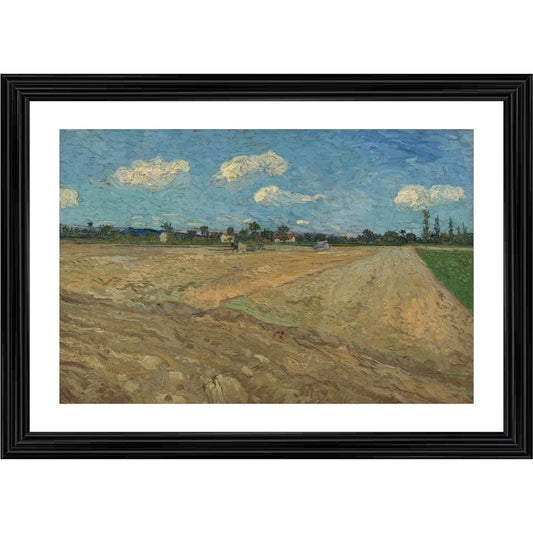 Generic Ploughed Fields The Furrows 1888 Painting With Wood Photo Frame (Multicolor)