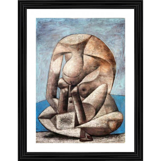 Generic Woman with a Book 1937 Painting With Wood Photo Frame (Multicolor)