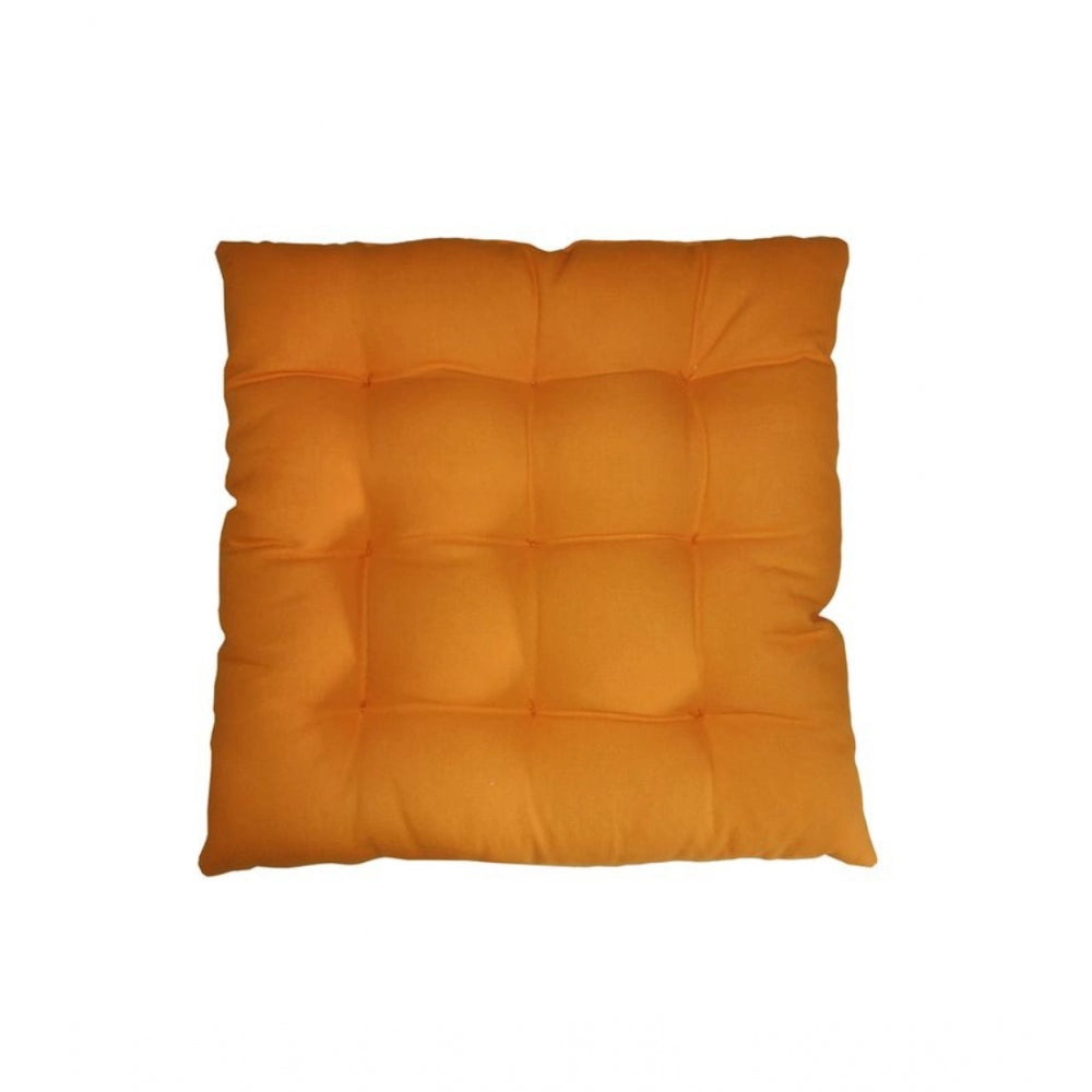 Generic Cotton Blended Solid Chair Cushions (Green & Mustard, Size: 16x16 In)