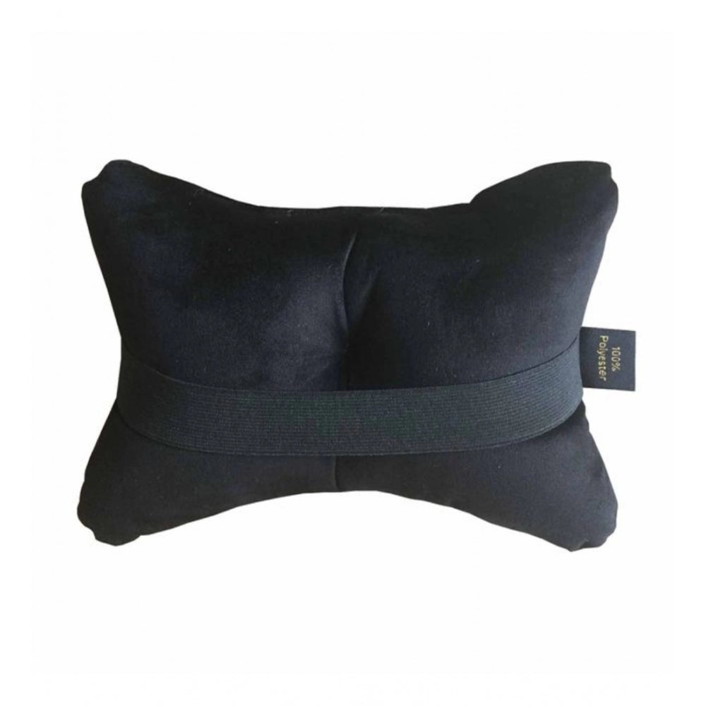 Generic Pack Of_4 Polyester Solid Car Pillow Sets (Black & Pink, Size: 12x12 In)