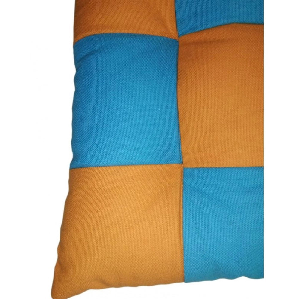 Generic Cotton Blended Solid Chair Cushions (Beige & Orange, Size: 16x16 In)