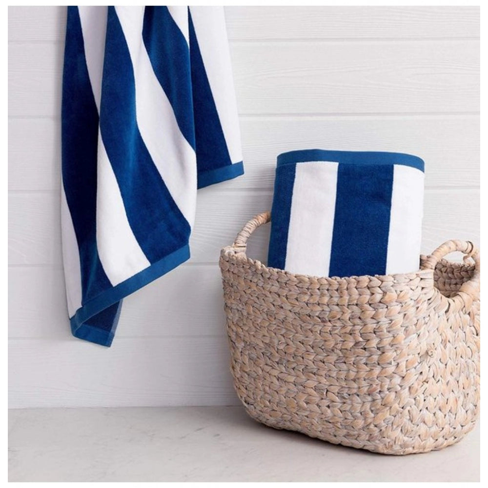 Generic Cotton Solid Bath Towels (Blue & White, Size: 36x71 In)