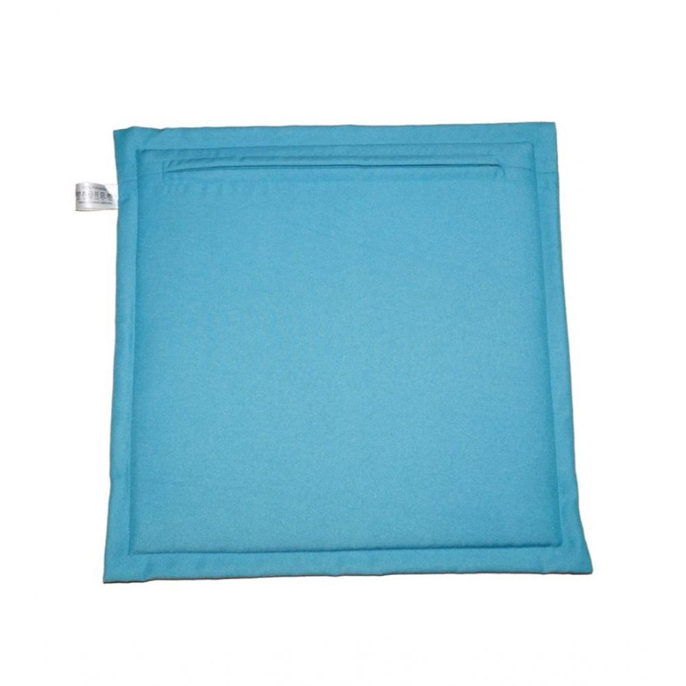 Generic Pack Of_4 Polyester Solid Chairpads (Light Blue, Size: 16x16 In)