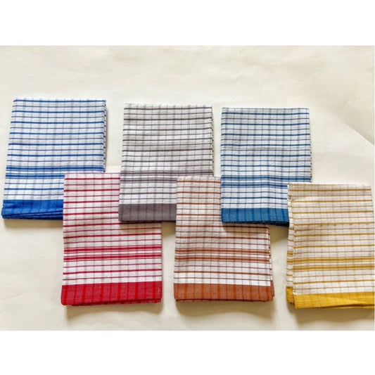 Generic Pack Of_6 Cotton Checkered Kitchen Towel Sets (Multicolor, Size: 18x28 In)