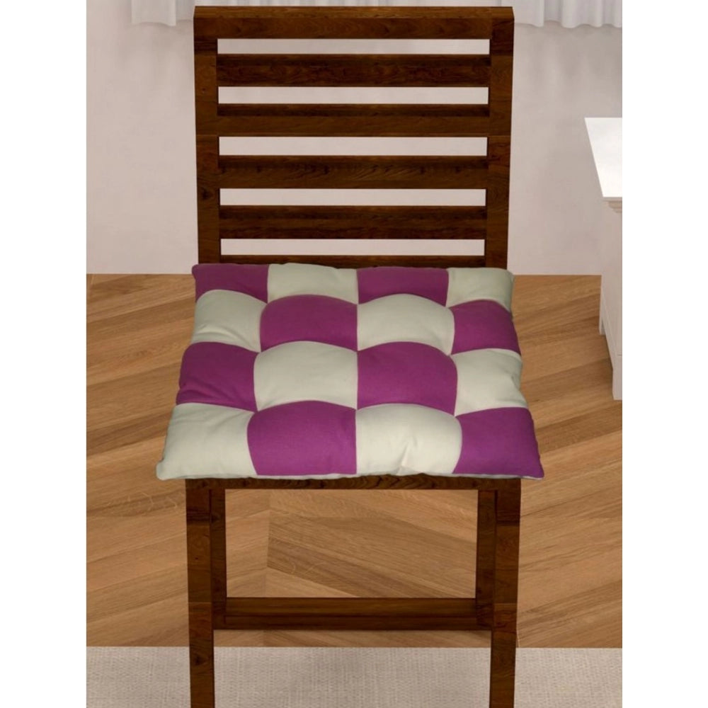 Generic Cotton Blended Solid Chair Cushions (Purple & White, Size: 16x16 In)